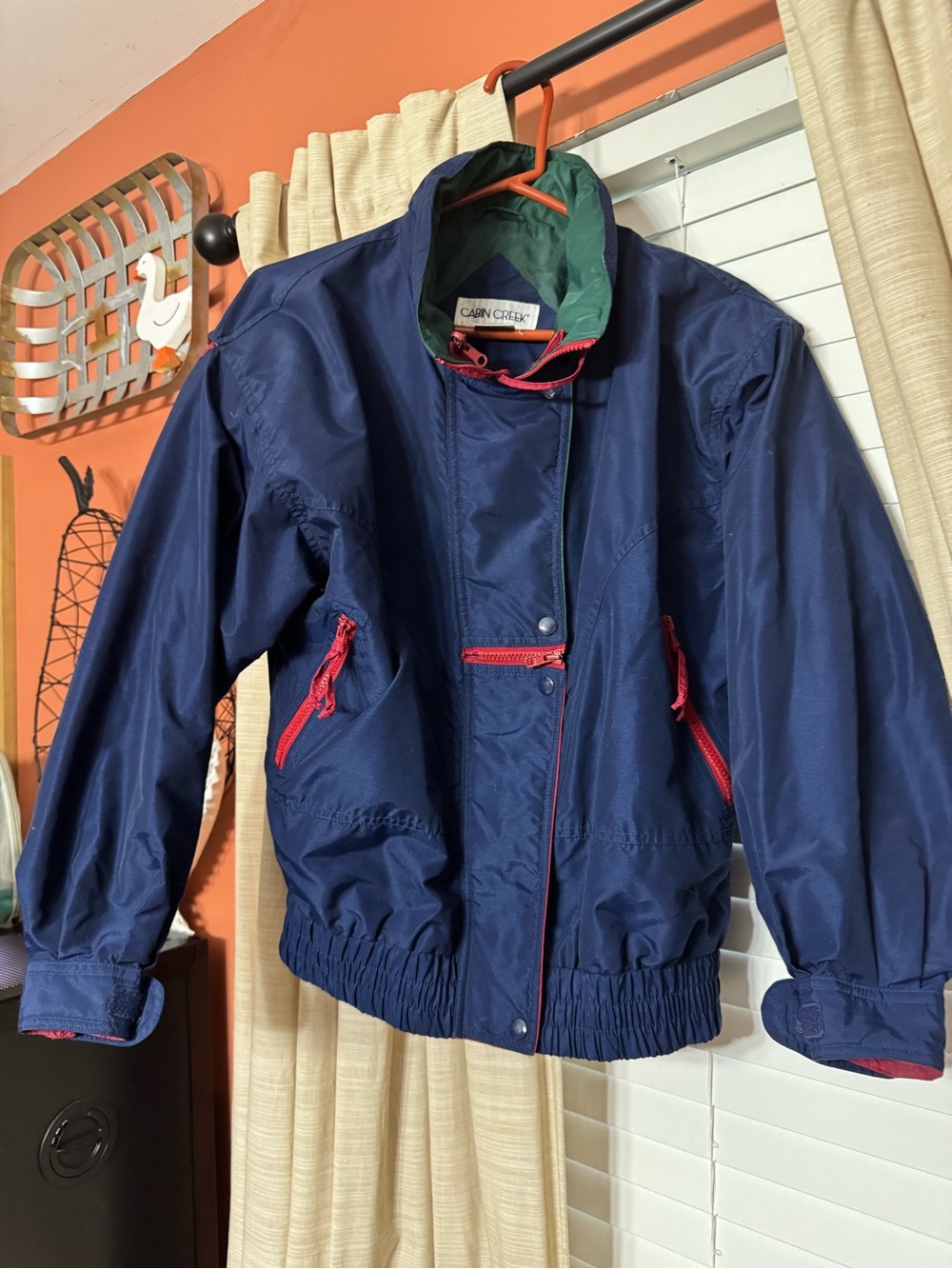 Cabin Creek Navy Bomber Jacket with Red Trim